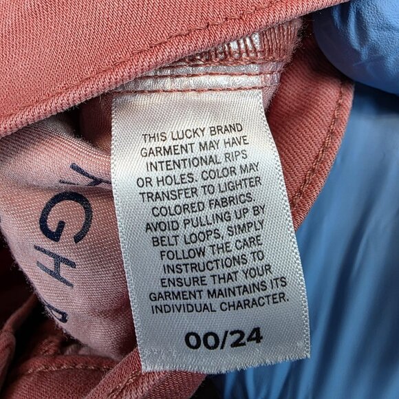 Lucky Brand High Rise Bridgette Crop Skinny Jeans Womens 00 24 Pink Button Fly - Picture 10 of 14